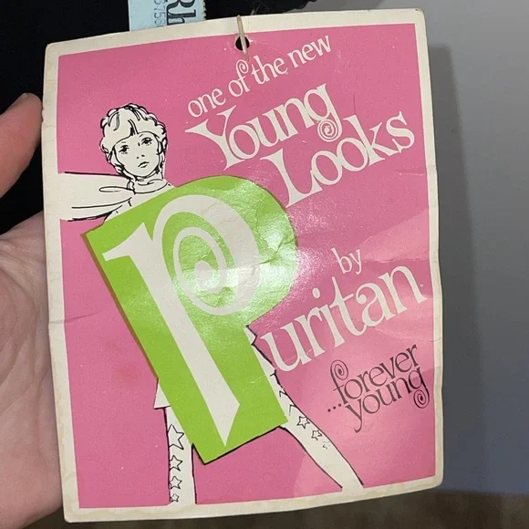 Puritan Forever Young Black Vintage Sheath Dress Sheer Sleeves Rhinestone Collar - Picture 7 of 13